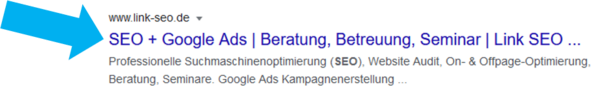 Google Search Engine Result Page im Februar 2021, Darstellung der Title