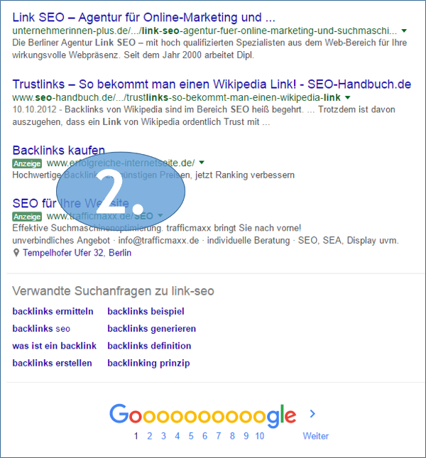 Google Ads / AdWords Anzeigen im unteren Bereich, SERP 2016